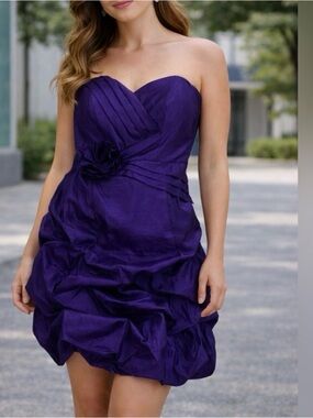 Vintage Y2K Deb Purple Cocktail Dress 2X | Ruched Mini Party Dress